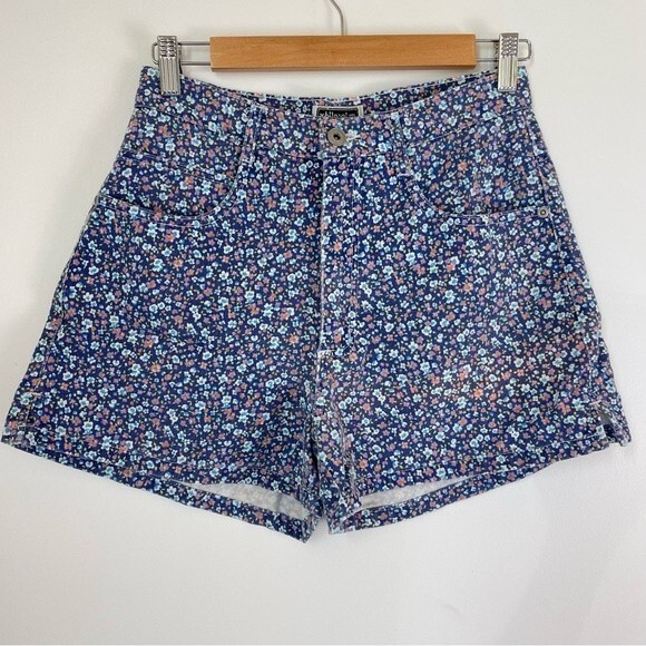 Vintage Xhilaration Purple Floral Denim Shorts Y2K Size 7/8 - Picture 1 of 3
